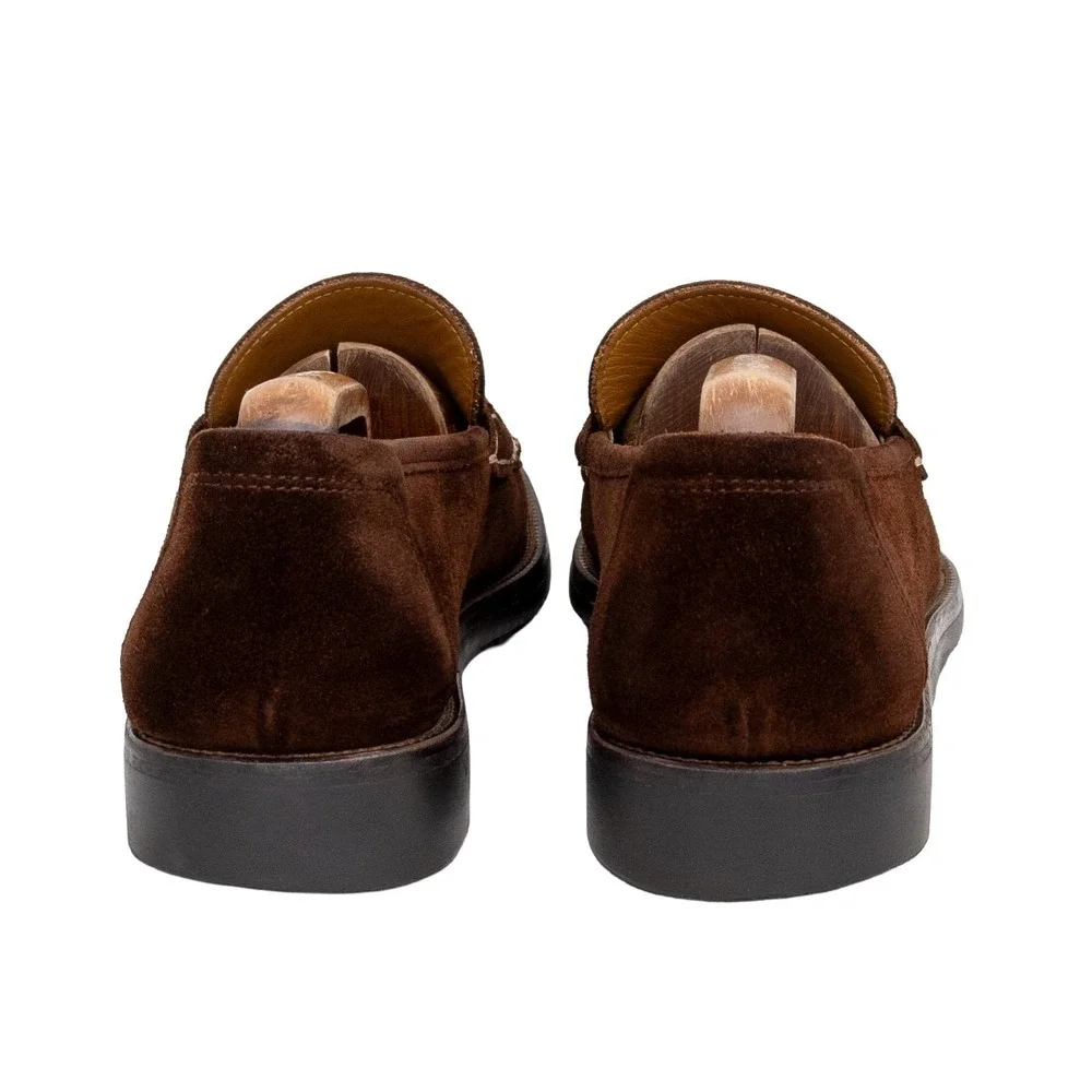 $849.00! Salvatore Ferragamo Gancini‎ Logo Suede Loafers Brown Men's US 8.5 D